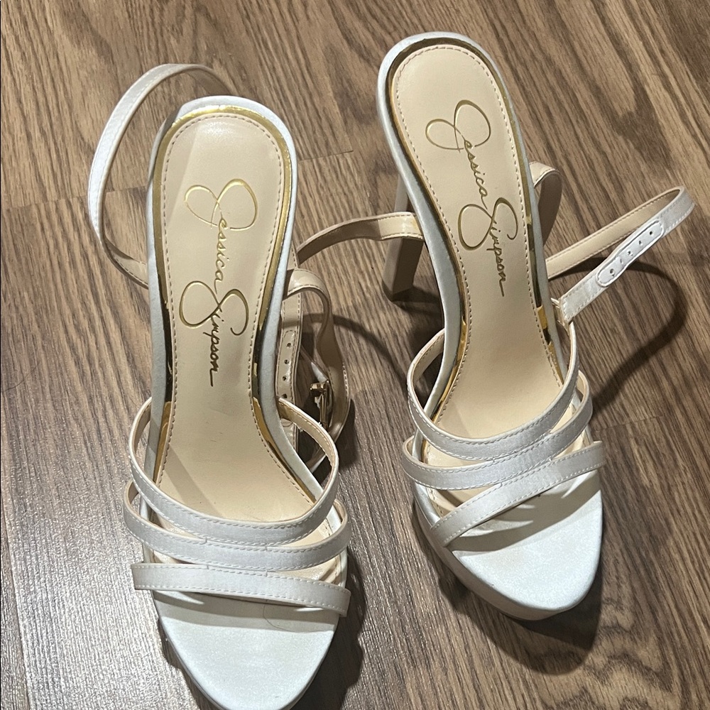 Jessica Simpson Ivory Strappy Slingback Heels